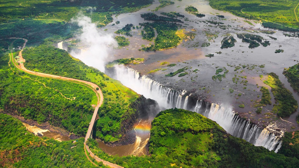 Bird's view of the magnificent Victoria Falls Zimbabwe