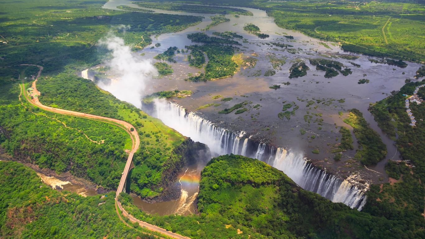 Ariel view of the Victoria Falls Zimbabwe