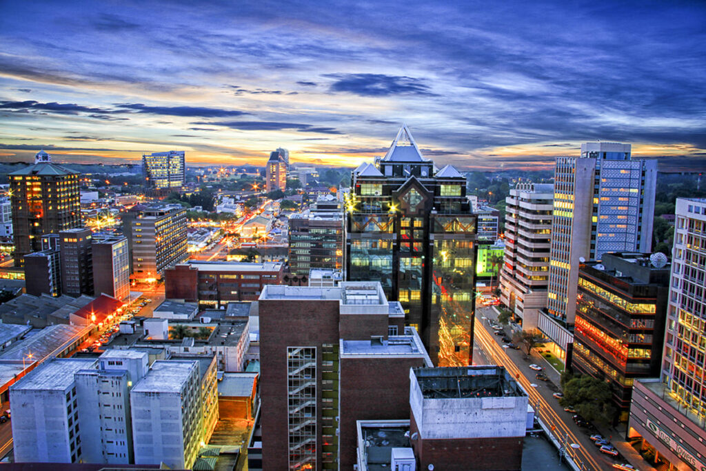 Night shot of Harare city